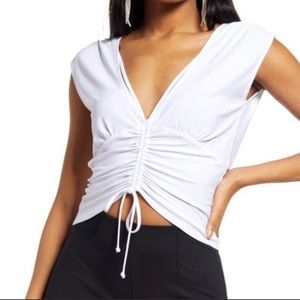 Open Edit Shirred V Neck Blouse SZ 2X